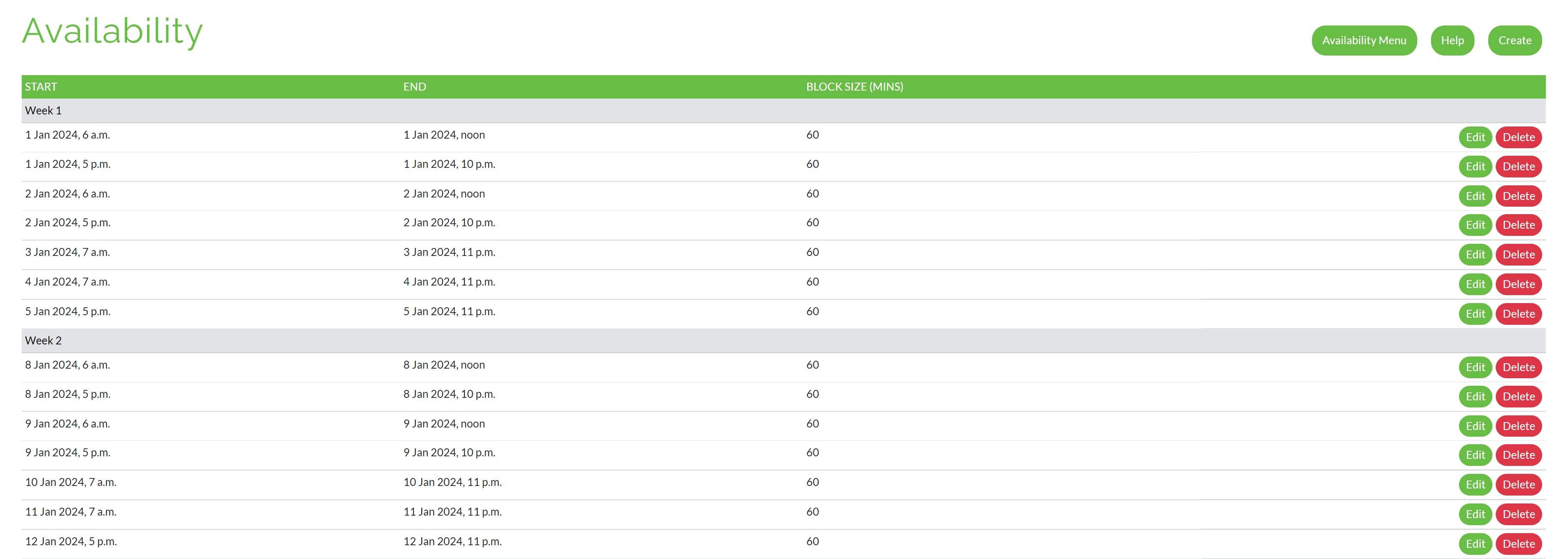 Availability example